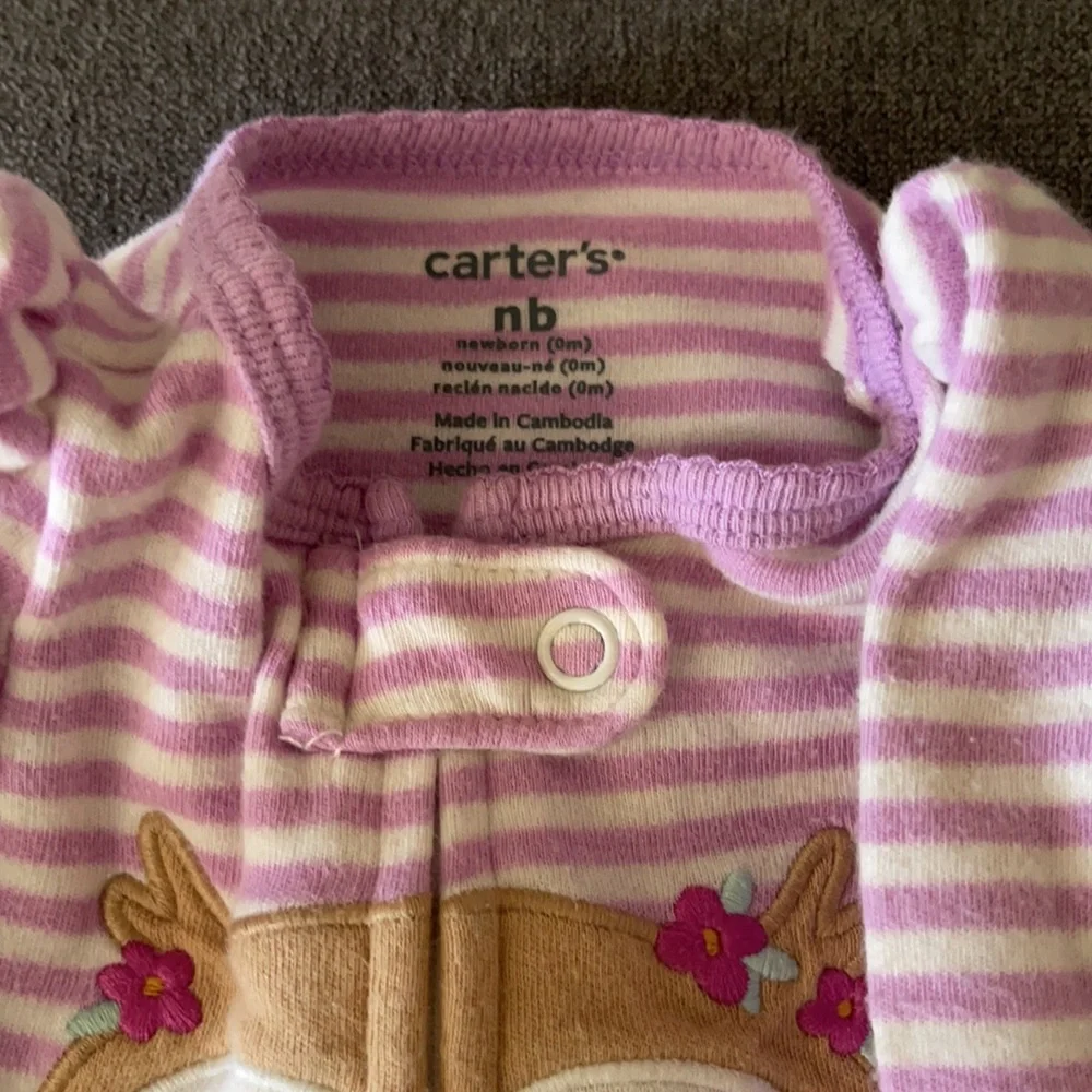 Baby girl long sleeve sleeping onesies size newborn. Set of 2. - Picture 2 of 3